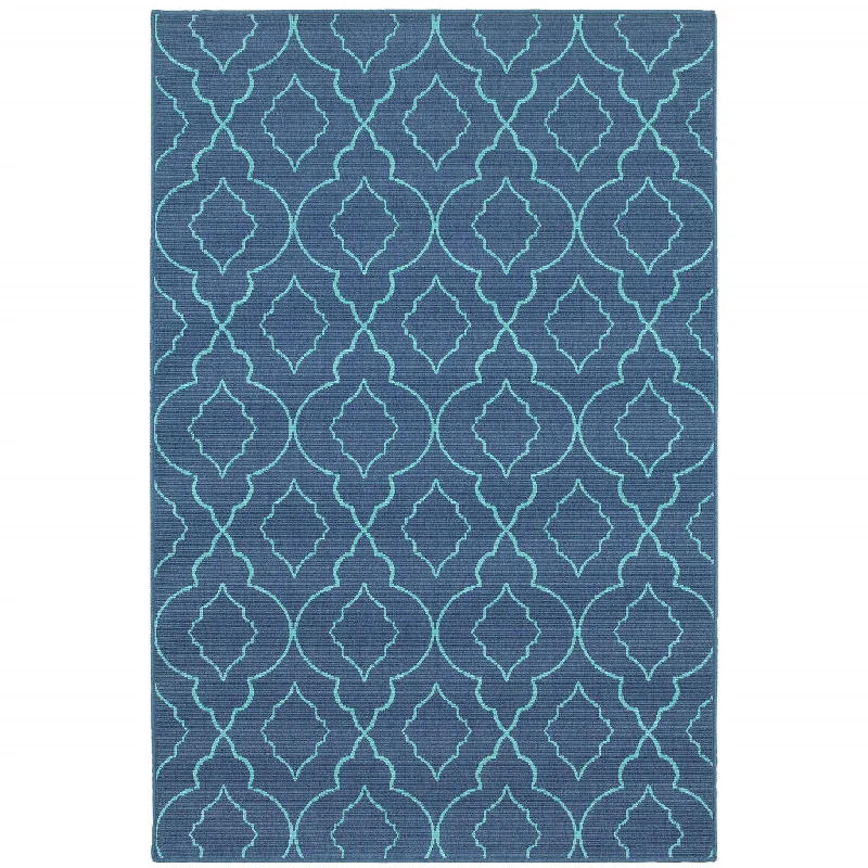 nature-inspired carpet designs -2' X 3' Geometric Stain Resistant Indoor / Outdoor Area Rug - Blue