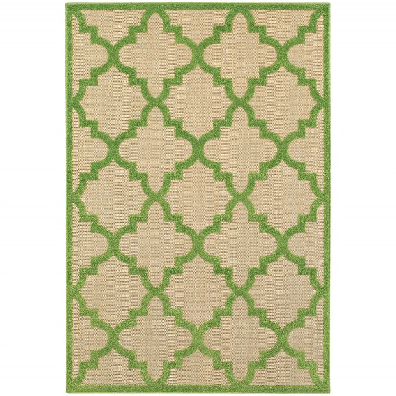 patterned carpet with bold artistic elements -2' X 3' Geometric Stain Resistant Indoor / Outdoor Area Rug - Green