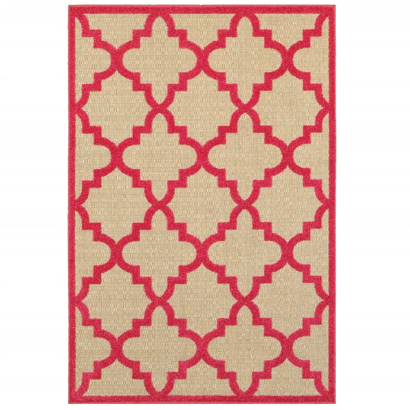 vibrant color carpet trends -2' X 3' Geometric Stain Resistant Indoor / Outdoor Area Rug - Pink