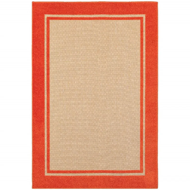 reversible carpet for versatility -2' X 3' Stain Resistant Indoor / Outdoor Area Rug - Orange