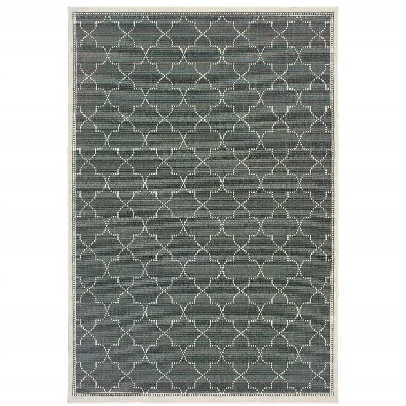 plush pile carpet for comfort -2' X 4' Geometric Stain Resistant Indoor & Outdoor Area Rug - Gray / Ivory