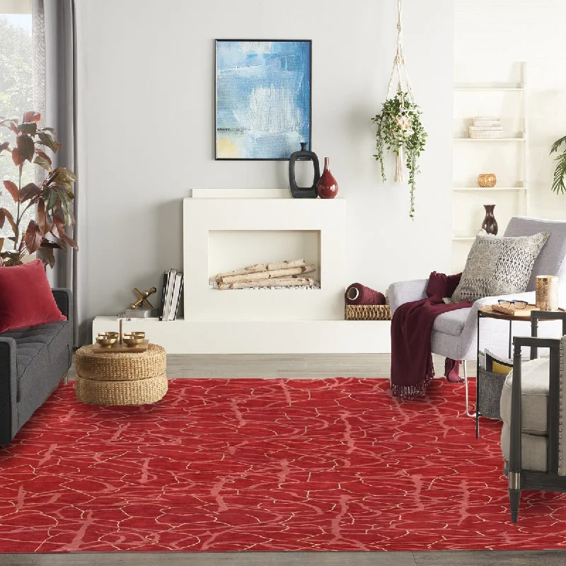 best carpet for creating an artistic feature floor -Aurora Red Tibetan Rug