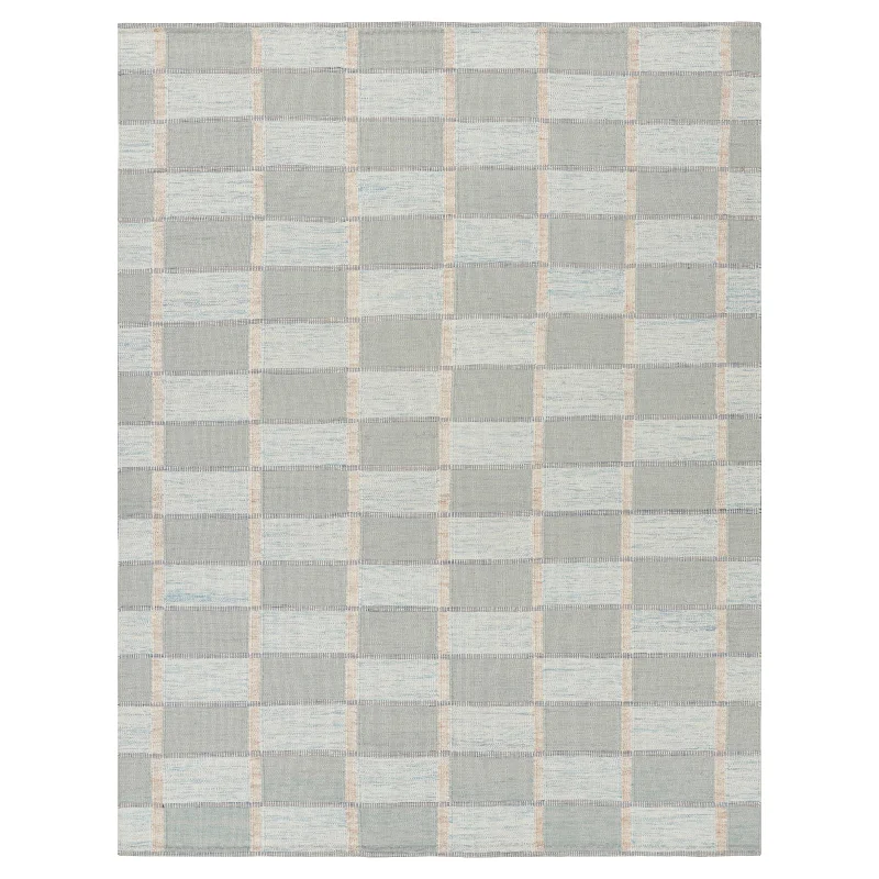 vibrant color carpet trends -Blue Swedish Inspired Flatweave Wool Rug - 9'2" x 11'11"