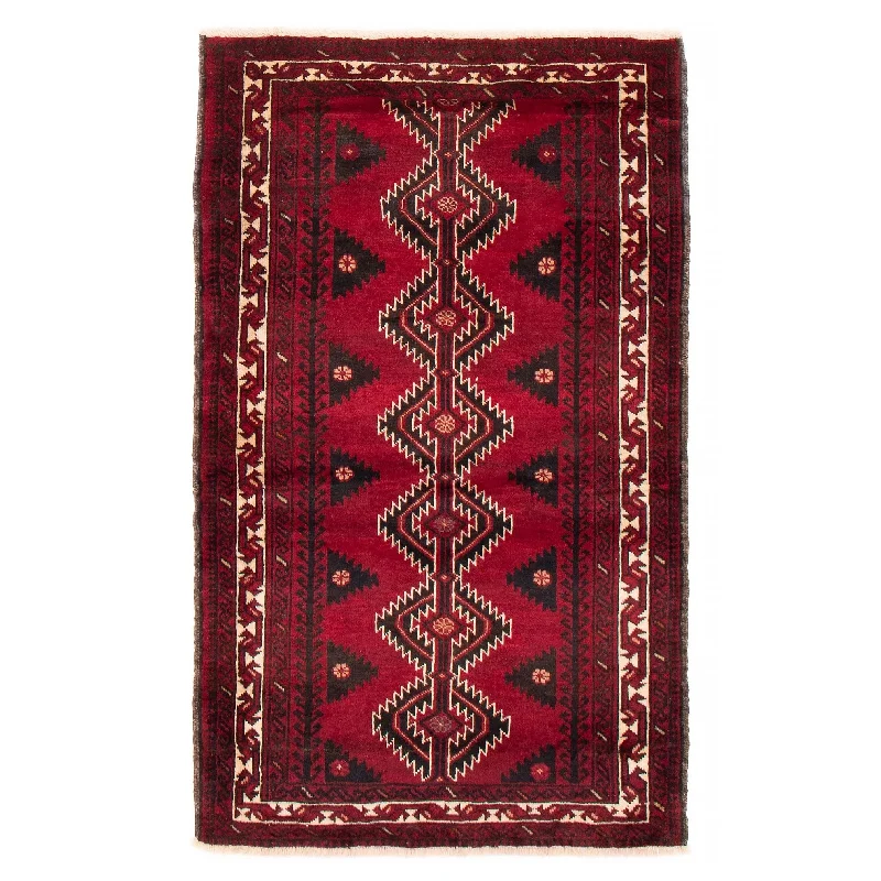 best carpet for loft-style urban apartments -ECARPETGALLERY Hand-knotted Baluch Red Wool Rug - 4'3 x 6'8