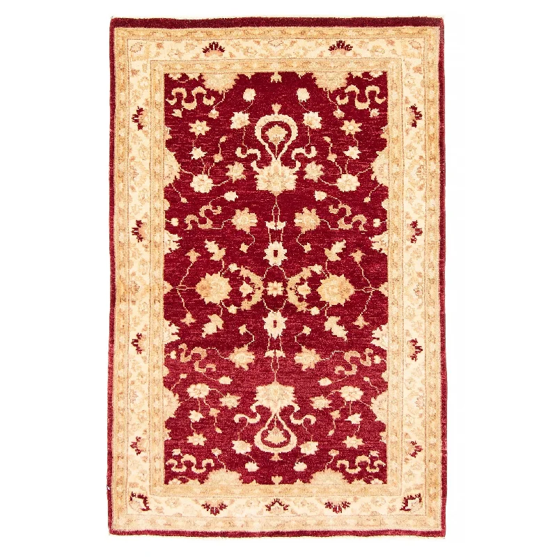 colorful carpet for artistic expression -ECARPETGALLERY Hand-knotted Chobi Finest Red Wool Rug - 3'1 x 4'9