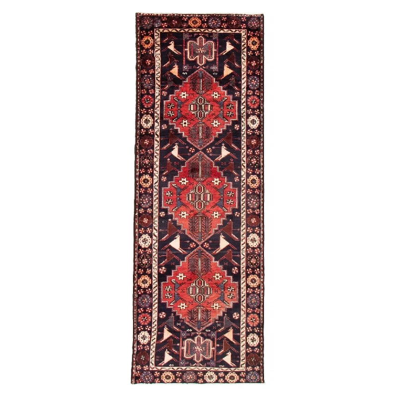 best carpet for sound insulation -ECARPETGALLERY Hand-knotted Kayseri Vintage Dark Navy Wool Rug - 3'8 x 10'0