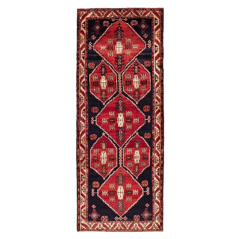 affordable handmade carpet options -ECARPETGALLERY Hand-knotted Konya Anatolian Dark Navy, Red Wool Rug - 4'2 x 10'3