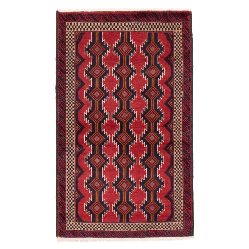 Persian carpet with golden embroidery -ECARPETGALLERY Hand-knotted Royal Baluch Red Wool Rug - 3'3 x 5'2