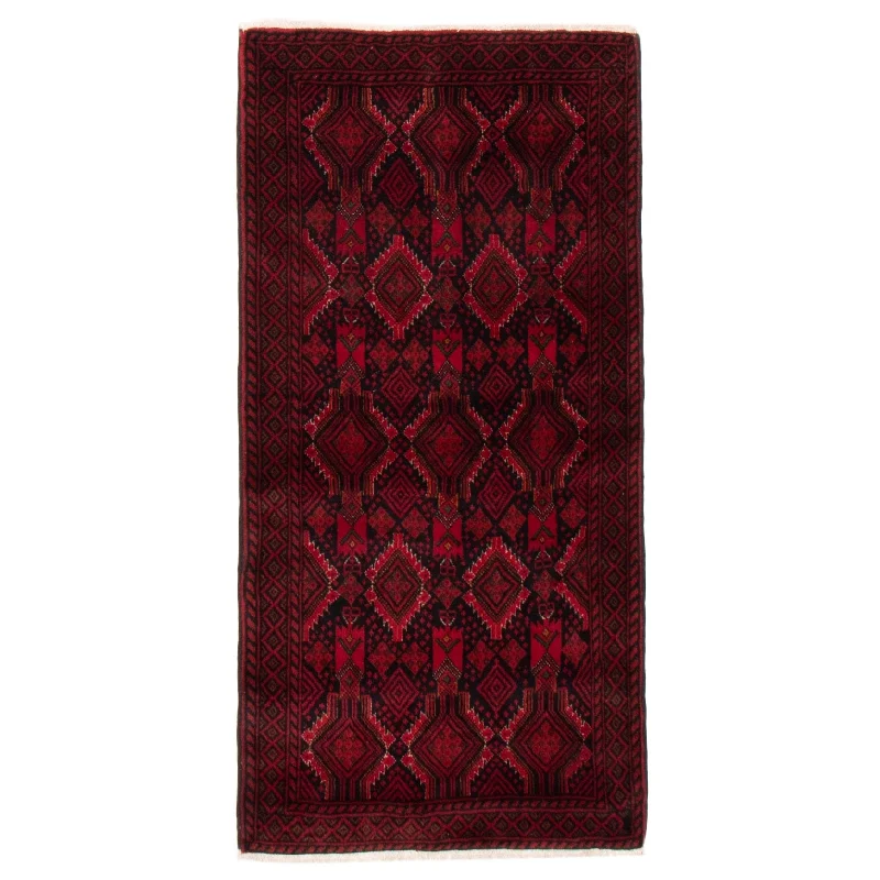 Persian carpet with soft beige undertones -ECARPETGALLERY Hand-knotted Royal Baluch Red Wool Rug - 3'3 x 6'4