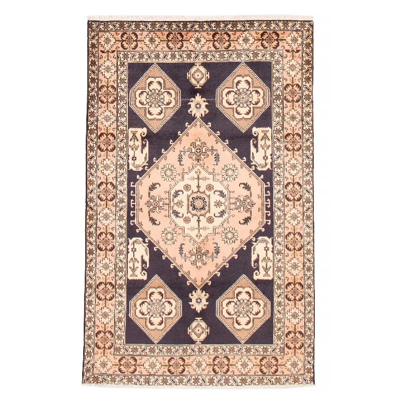 eco-friendly carpet with organic dyes -ECARPETGALLERY Hand-knotted Shiravan Black Wool Rug - 4'5 x 6'9