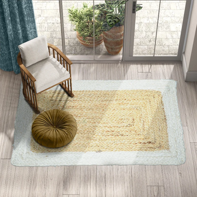 eco-friendly carpet with zero VOC emissions -FAROOKHT Braided Natural Jute Rug for Living Spaces, Kitchen, Farmhouse Rag Rug, Carpets for Bedrooms, Home Decor, F-JU-004