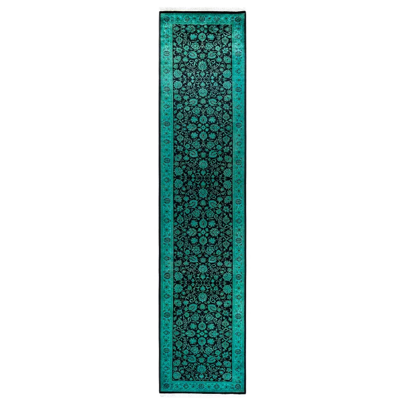 best carpet for contemporary dining spaces -Green Overdyed Wool Runner - 2' 8" x 12' 4"