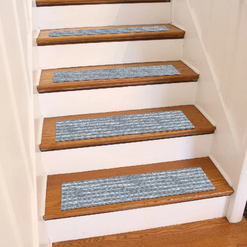 waterproof carpet with seamless integration for bathrooms -FlorArt Kharis Cloth Grey 8.5"x30" Indoor Stair Treads Set/4 - 8.5 in x 30 in