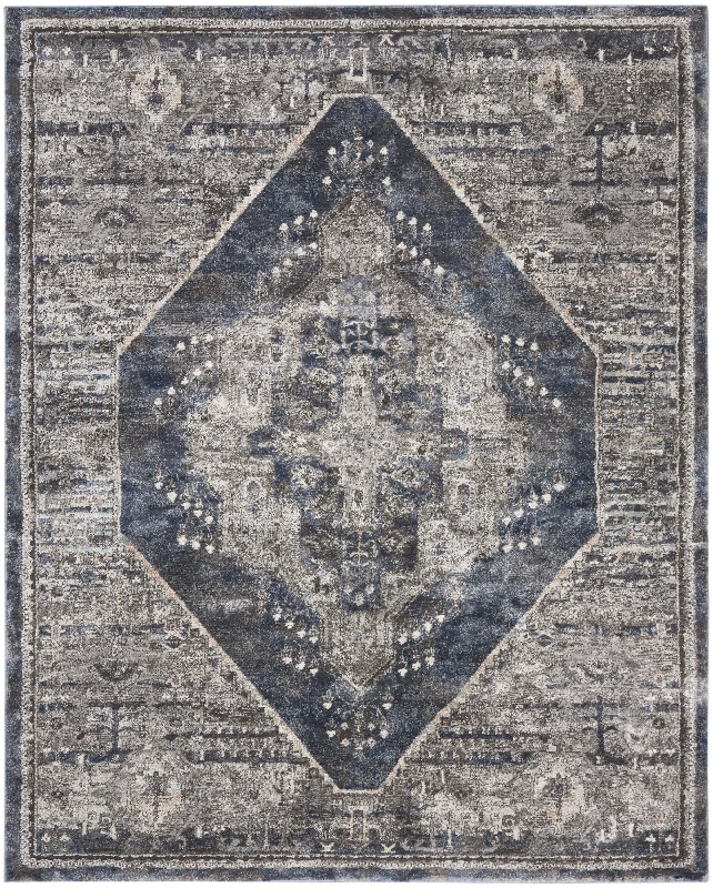 stylish carpet with Moroccan-inspired patterns -Kathy Ireland American Manor AMR02 Blue Area Rug