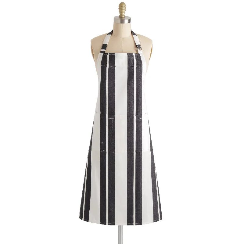 indoor-outdoor carpet options -Kittery Stripe Black Apron