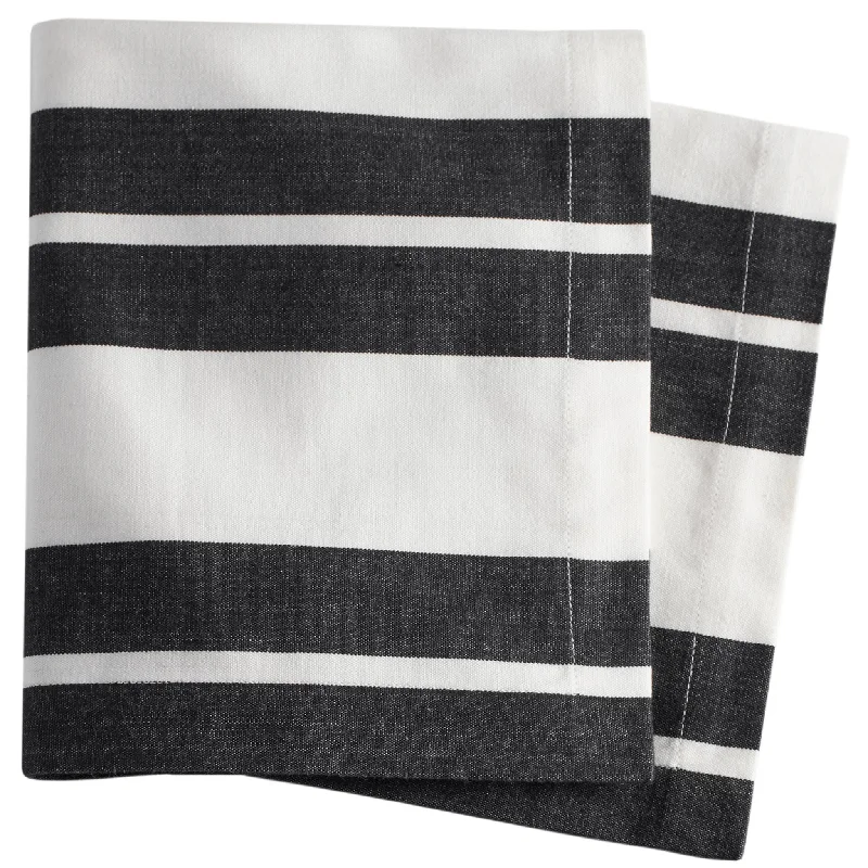 shaggy carpet for boho style -Kittery Stripe Black Napkin Set of 4