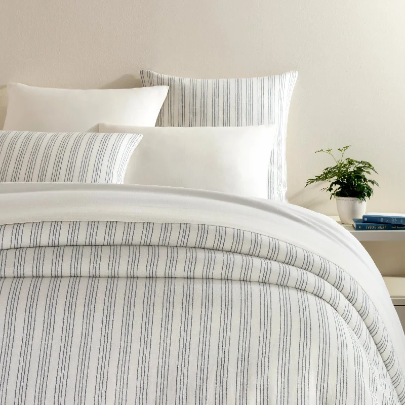 modern carpet with high-tech sound-absorbing fibers -Lush Linen Stripe Slate Blue Duvet Cover