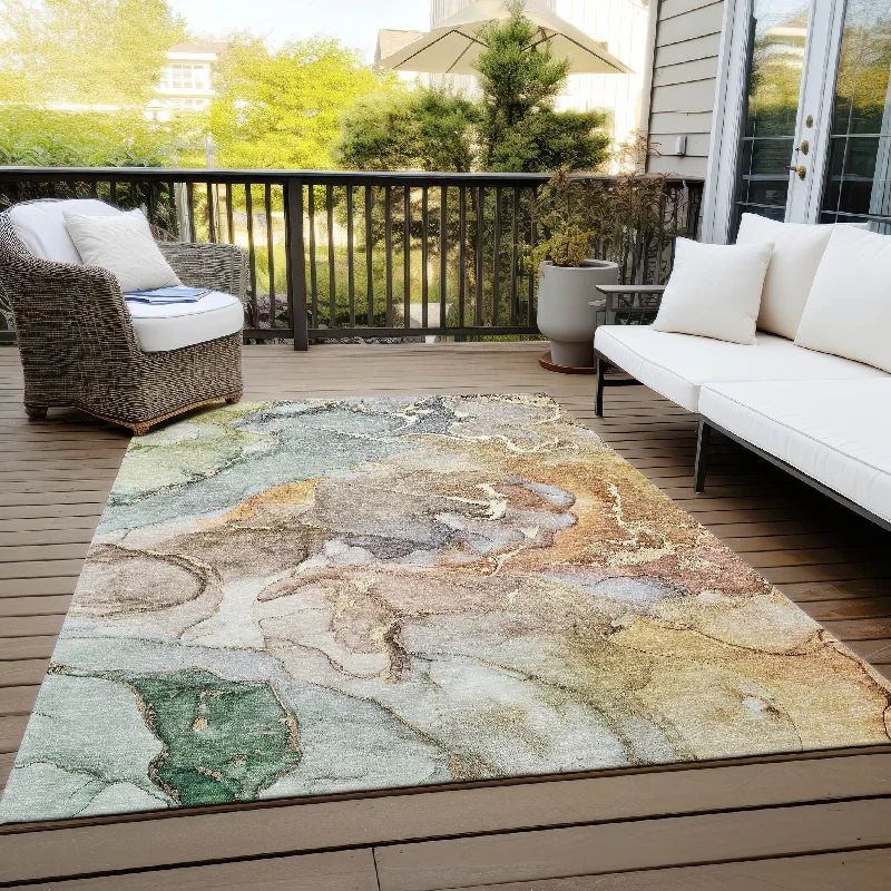 budget-friendly carpet with premium feel -Machine Washable Indoor/ Outdoor Chantille Watercolor Rug