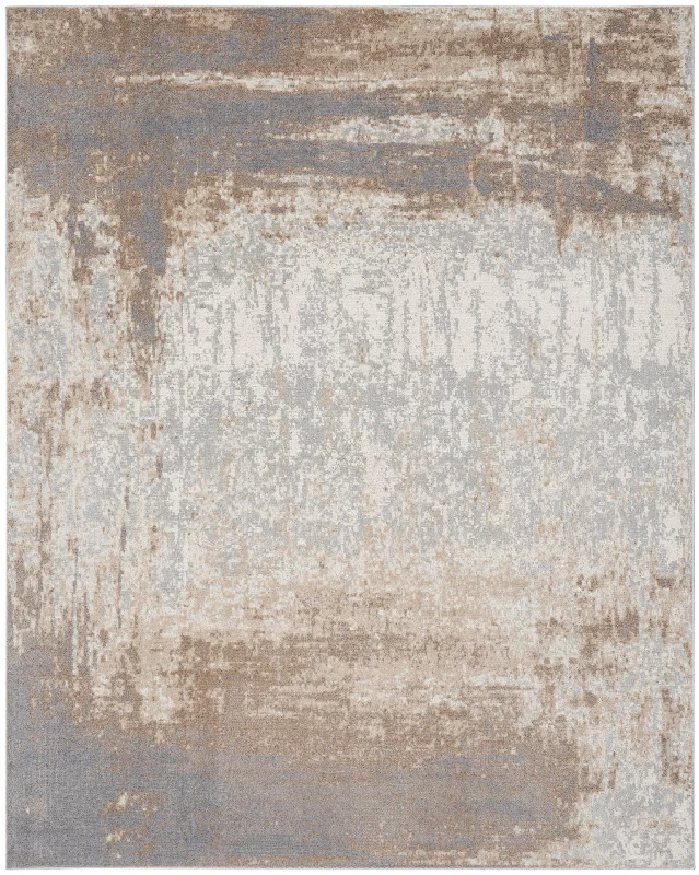 modern carpet with subtle pastel watercolor effects -Nourison Elation ETN07 Grey Ivory Area Rug