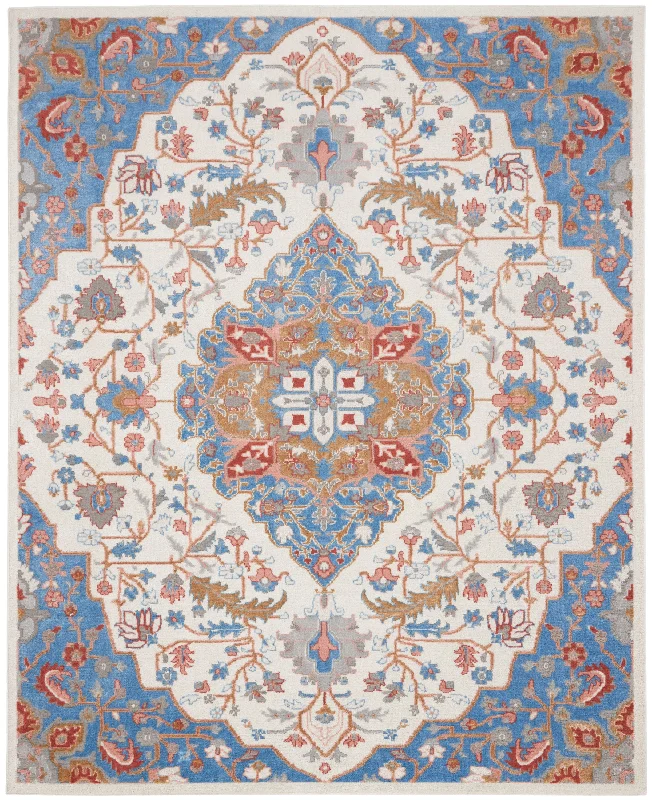 long-lasting carpet material choices -Nourison Elation ETN09 Ivory Blue Area Rug