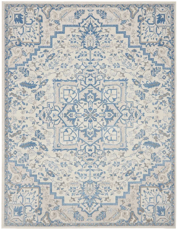 plush carpet for ultimate comfort -Nourison Elation ETN10 Ivory Blue Area Rug