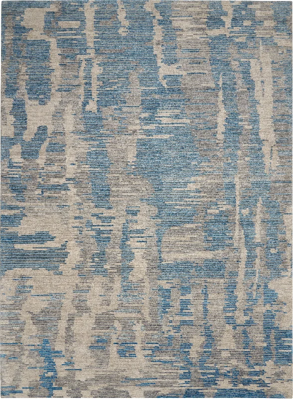 low-maintenance carpet for busy lifestyles -Nourison Ellora ELL01 Blue Area Rug