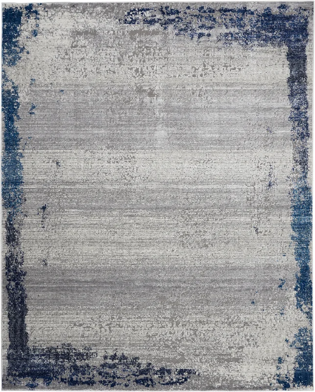 modern carpet with metallic elements -Nourison Etchings ETC01 Grey/Navy Area Rug