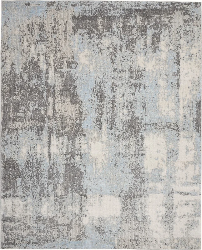 stylish carpet for modern lofts -Nourison Etchings ETC02 Grey/Light Blue Area Rug