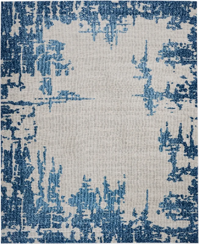 best carpet for small living rooms -Nourison Etchings ETC04 Ivory/Blue Area Rug