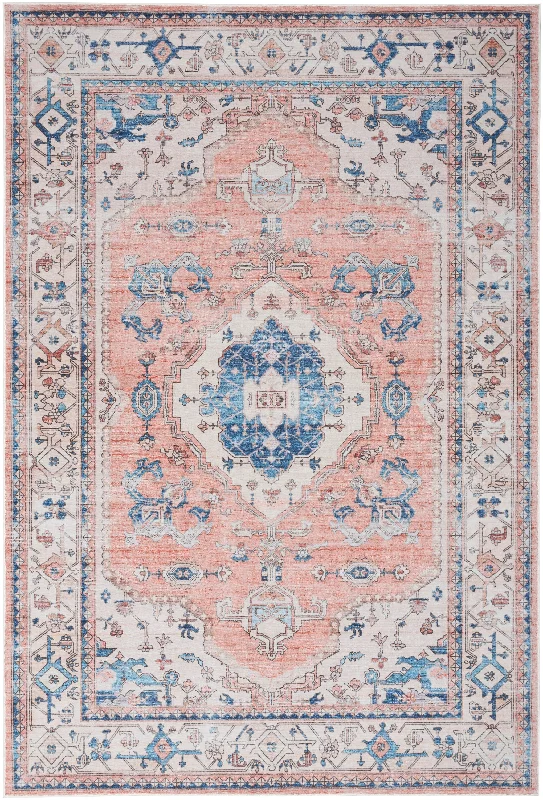 handwoven carpet vs machine-made -Nourison Fulton FUL11 Coral Area Rug