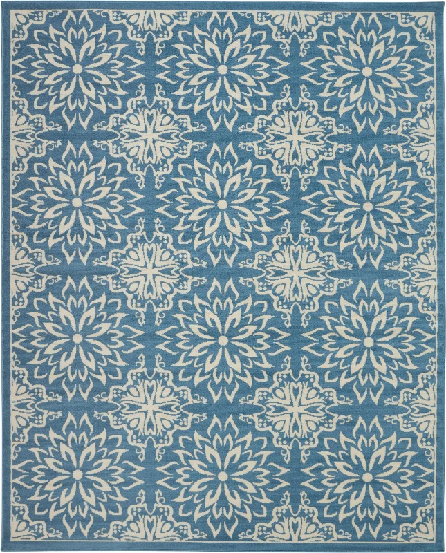 artistic carpet with abstract prints -Nourison Jubilant JUB06 Ivory/Blue Area Rug