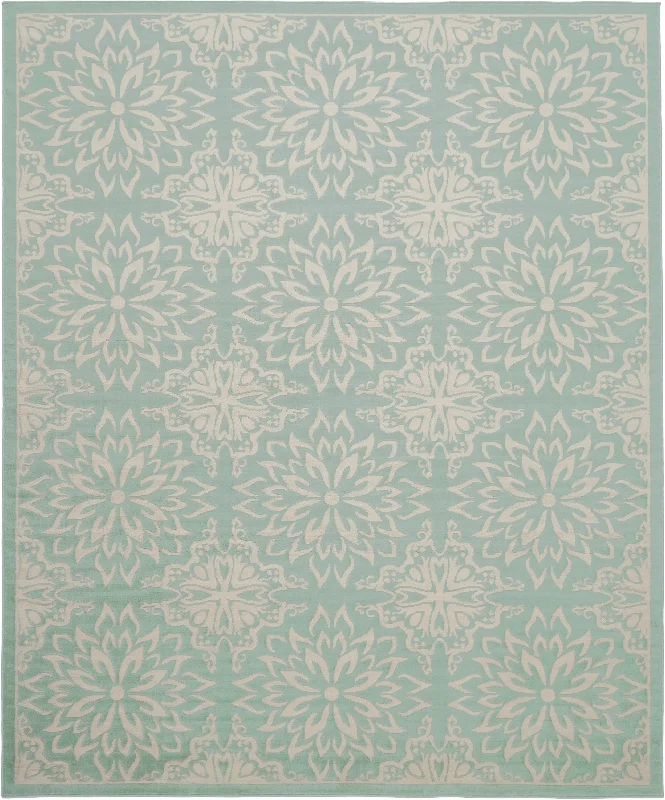 water-resistant carpet for bathrooms -Nourison Jubilant JUB06 Ivory/Green Area Rug