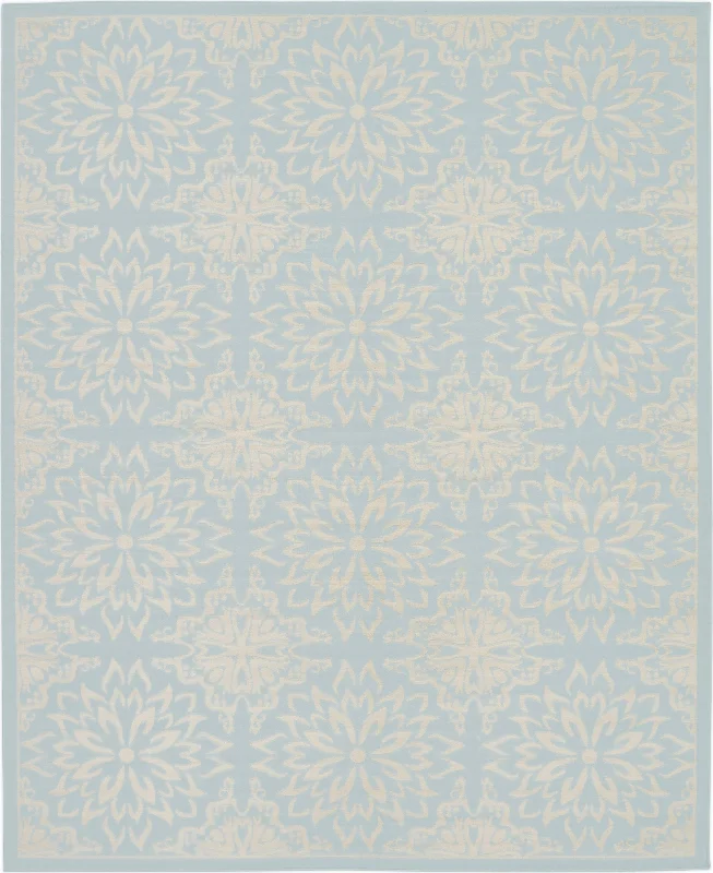 dark color carpet for cozy ambiance -Nourison Jubilant JUB06 Ivory/Light Blue Area Rug