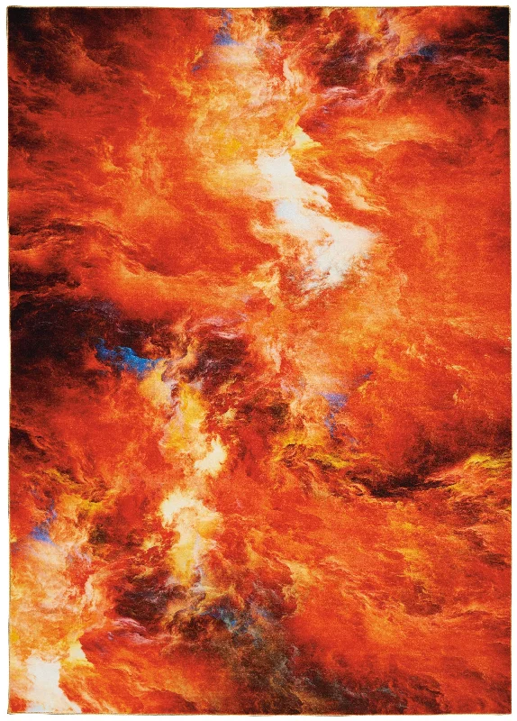 elegant carpet for fine dining areas -Nourison Le Reve LER05 Red Flame Area Rug