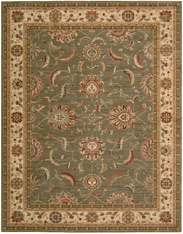 patterned carpet with Eastern-inspired mandala motifs -Nourison Living Treasures LI04 Green Area Rug