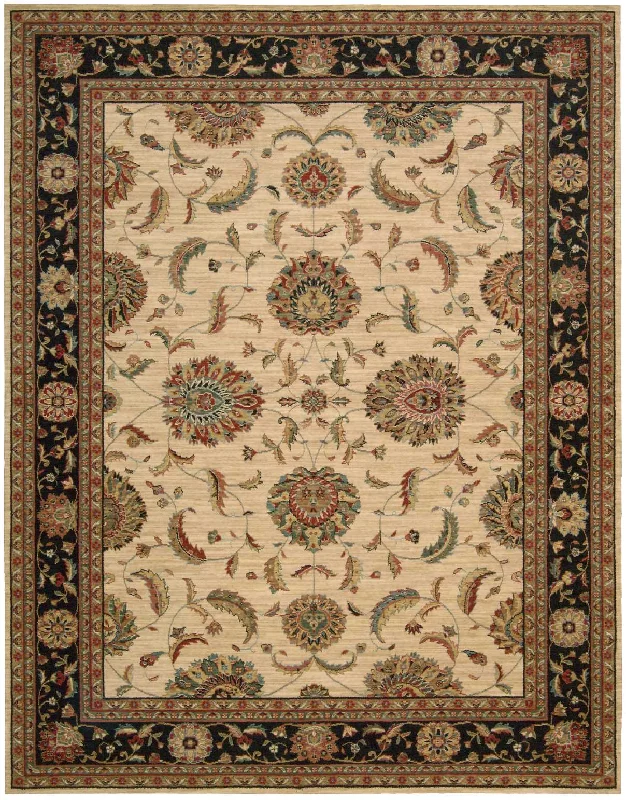 luxury carpet with ombré gradient designs -Nourison Living Treasures LI04 Ivory/Black Area Rug