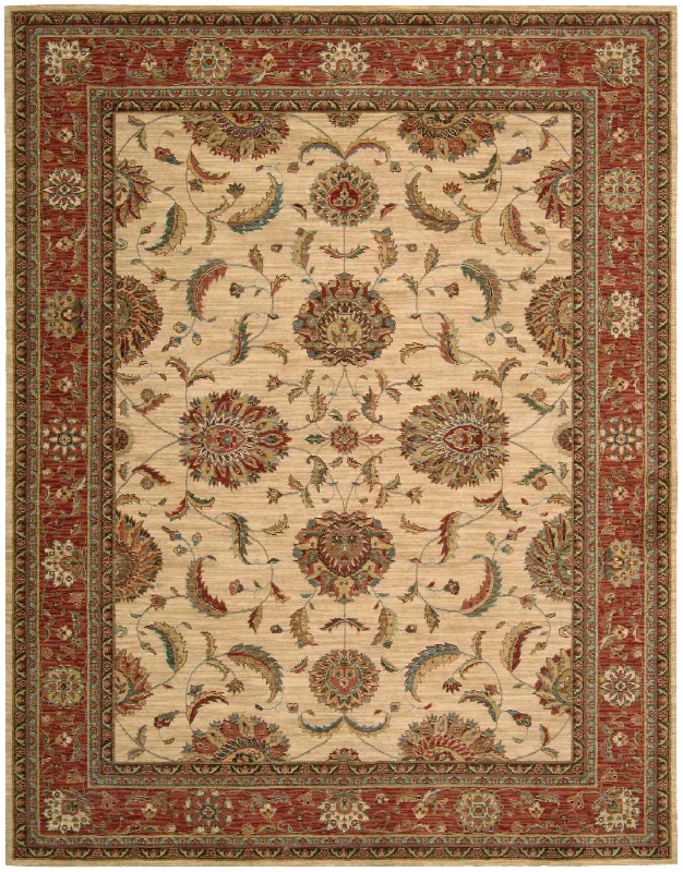 luxury carpet with Swarovski crystal embellishments -Nourison Living Treasures LI04 Ivory/Red Area Rug