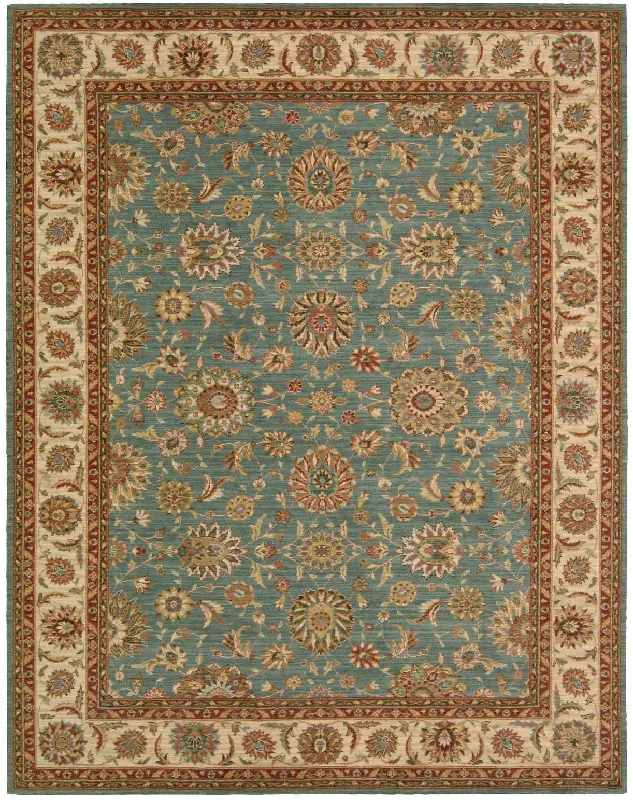 stylish carpet with minimalistic grid designs -Nourison Living Treasures LI05 Aqua Area Rug