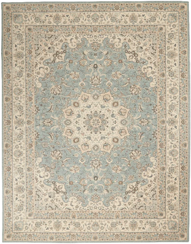 luxury carpet with minimalist Japanese influences -Nourison Living Treasures LI15 Aqua/Ivory Area Rug