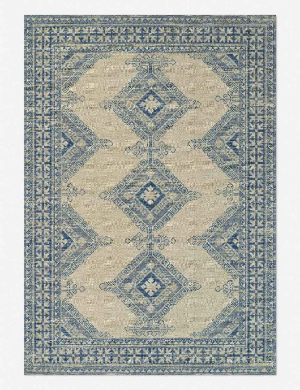 patterned carpet with ocean-wave motifs -Omarian Rug