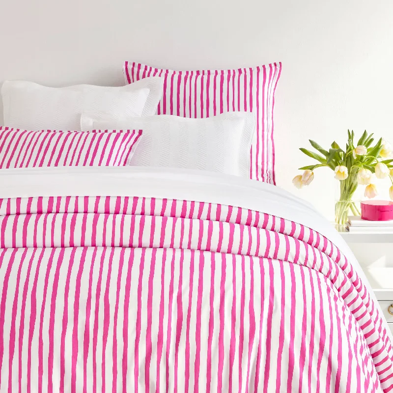 stylish carpet for home office -Painterly Stripe Pink Duvet Cover