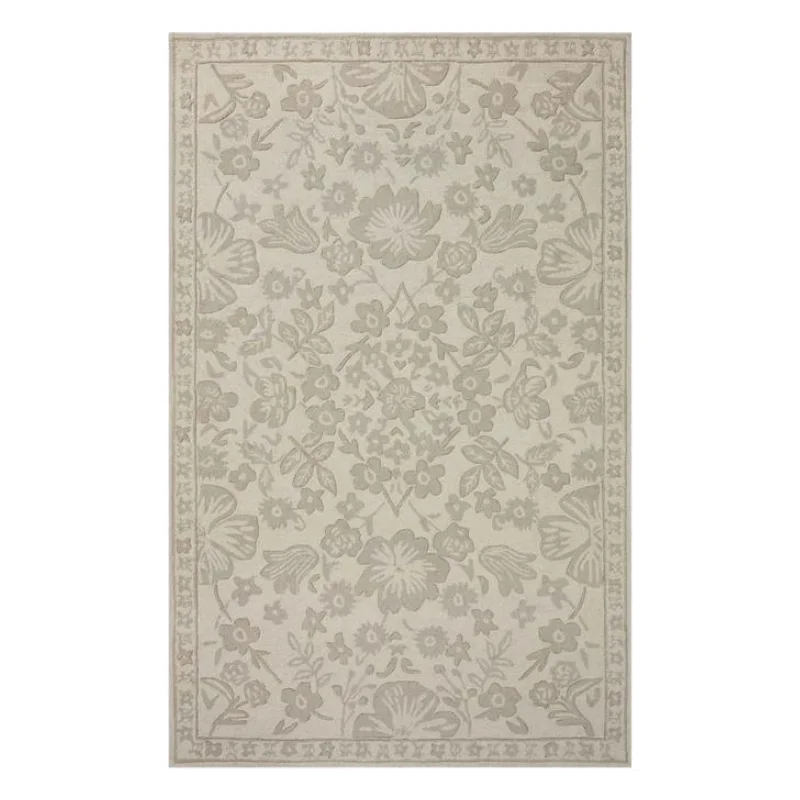 luxury carpet with delicate hand-knotted details -Rifle Paper Co. X Loloi/ Arboretum Rose Garden Ivory Rug