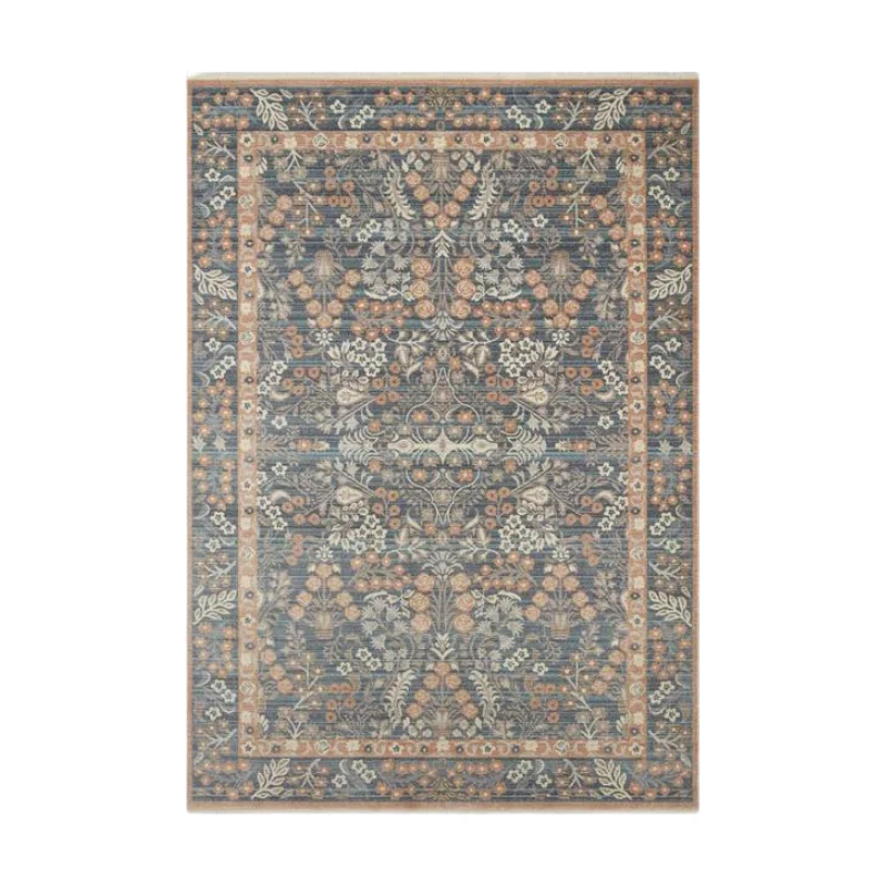 modern neutral carpet tones -Rifle Paper Co. X Loloi/ Holland Lotte Navy Rug