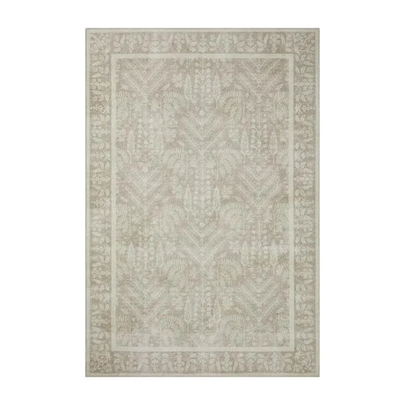 washable carpet with hypoallergenic protection -Rifle Paper Co. x Loloi/ Maison Bough Natural Rug