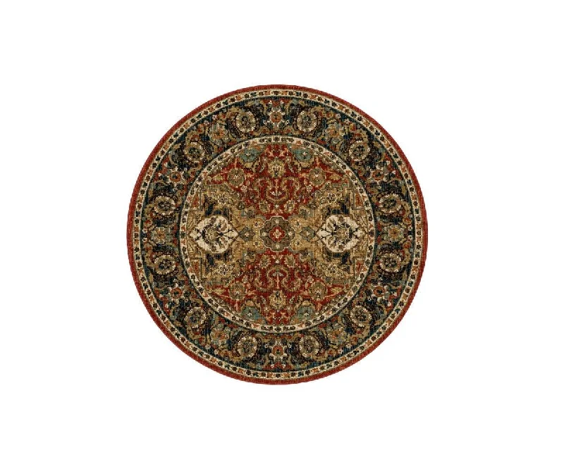 plush carpet for cozy bedrooms -Karastan Spice Market Dhahar Round Rug - Garnet