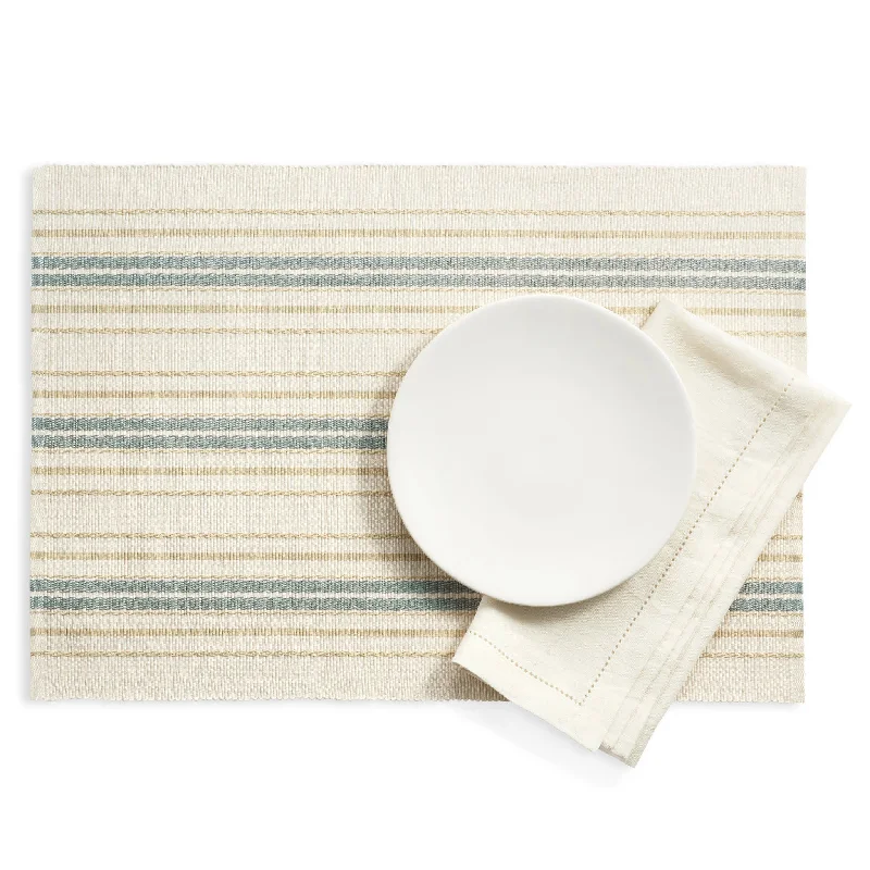 washable carpet with pet hair-resistant properties -Tinsley Stripe Natural Placemat Set of 4