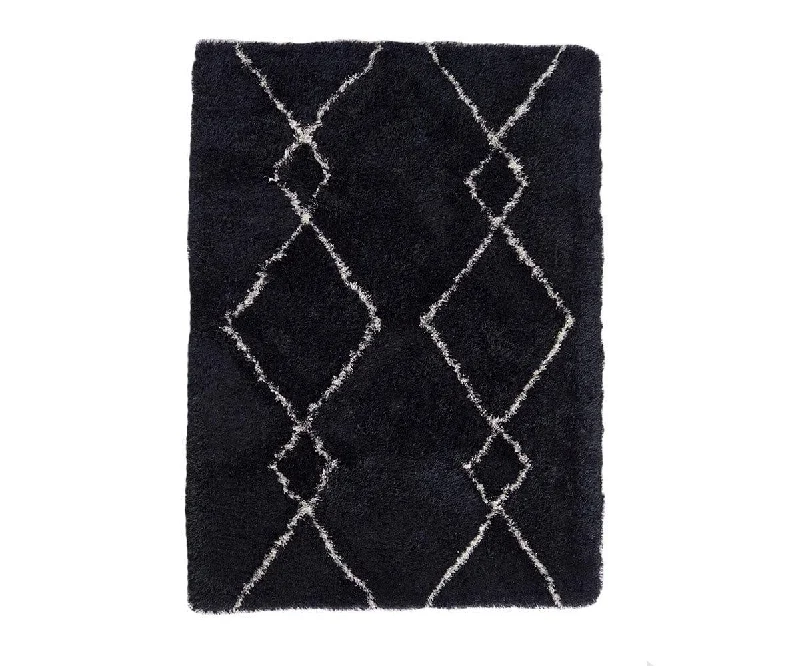 carpet for elegant home libraries -Vitis Rug - Black with White