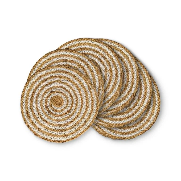 wool carpet with fire-resistant properties -Water Hyacinth Placemat Set of 6 Jute Plate Mats NonSlip Boho Braided 12x12 Inch | FPMP001