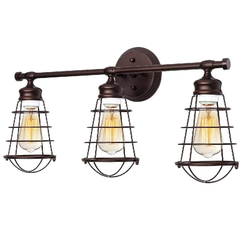 3-Light Industrial Sconces Wall Lighting Fixture Vintage Cage Wall Mount Light