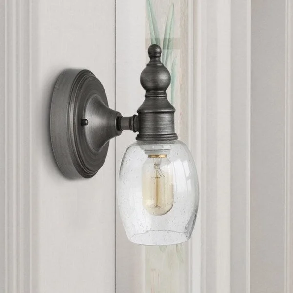 Carbon Loft Lloyd Antique Silver 1-light Glass Wall Sconces Industrial Wall Lamps - 8.5"L X 8.9"W X 11.4"H